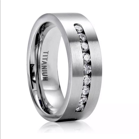 Other - Mens 8MM Stainless Steel Titanium Studded Band